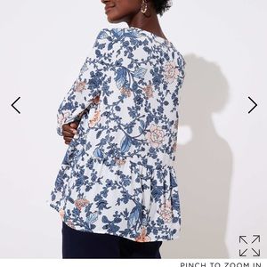 LOFT Floral Cutout Peplum Blouse
